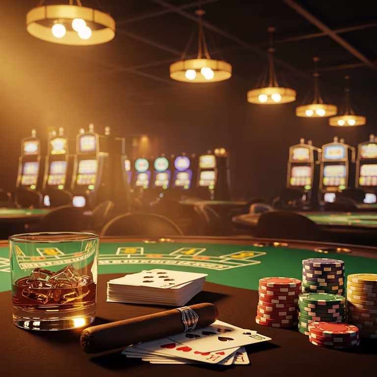 Rainbet Casino displaying poker chips stacked on a glowing green surface.